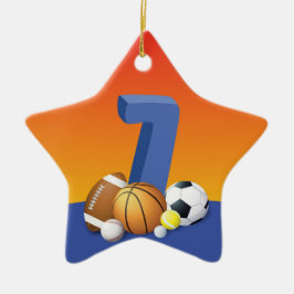 Jongen 7th Birthday Sports Balls Keramisch Ornament