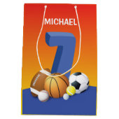 Jongen 7th Birthday Sports Balls Medium Cadeauzakje (Achterkant)