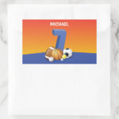 Jongen 7th Birthday Sports Balls Rechthoekige Sticker (Tas)