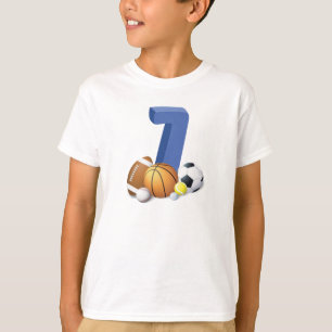 Jongen 7th Birthday Sports Balls T-shirt