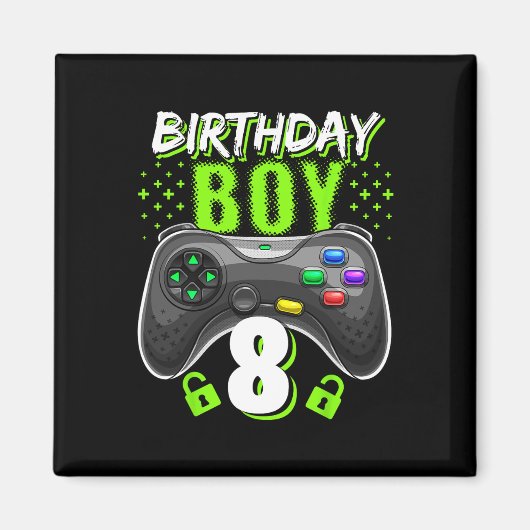 Jongen 8 Videospel Controller Gamer 8e Verjaardag Magneet (Voorkant)