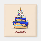 Jongen 8e verjaardag, 8 op de zoete blauwe Cake Magneet (Voorkant)