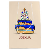 Jongen 8e verjaardag, 8 op de zoete blauwe Cake Medium Cadeauzakje (Voorkant)
