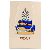 Jongen 8e verjaardag, 8 op de zoete blauwe Cake Medium Cadeauzakje (Achterkant)