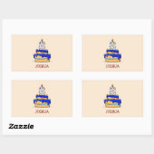 Jongen 8e verjaardag, 8 op de zoete blauwe Cake Rechthoekige Sticker (Vel)