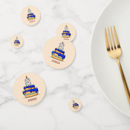 Jongen 8e verjaardag, 8 op zoete blauwe cake confetti
