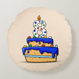 Jongen 8e verjaardag, 8 op zoete blauwe cake rond kussen