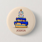 Jongen 8e verjaardag, 8 op zoete blauwe cake ronde button 5,7 cm (Voorkant)