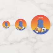 Jongen 8th Birthday Sports Balls Confetti (Achterkanten)