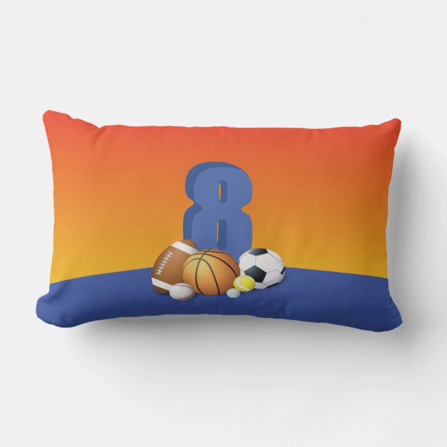 Jongen 8th Birthday Sports Balls Kussen (Voorkant)