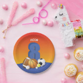 Jongen 8th Birthday Sports Balls Papieren Bordje (Feest)