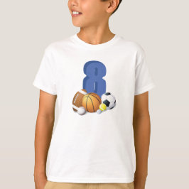 Jongen 8th Birthday Sports Balls T-shirt