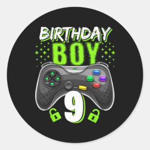 Jongen 9 Video Game Controller Gamer 9e verjaardag Ronde Sticker