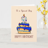 Jongen 9e verjaardag, 9 op de zoete blauwe Cake Kaart (Gele Bloem)