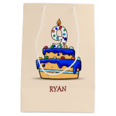 Jongen 9e verjaardag, 9 op de zoete blauwe Cake Medium Cadeauzakje (Achterkant)