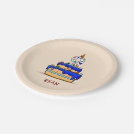 Jongen 9e verjaardag, 9 op de zoete blauwe Cake Papieren Bordje