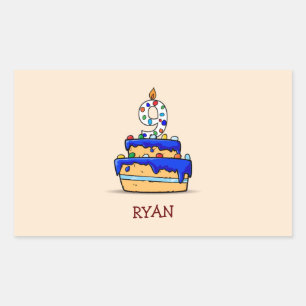 Jongen 9e verjaardag, 9 op de zoete blauwe Cake Rechthoekige Sticker