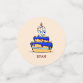 Jongen 9e verjaardag, 9 op zoete blauwe cake confetti (Kleine voorkant)