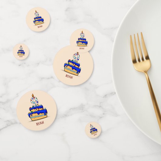 Jongen 9e verjaardag, 9 op zoete blauwe cake confetti (Groep)