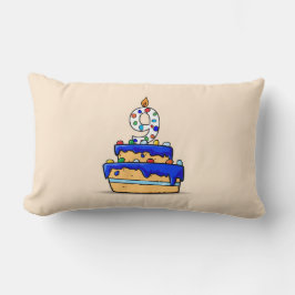 Jongen 9e verjaardag, 9 op zoete blauwe cake kussen