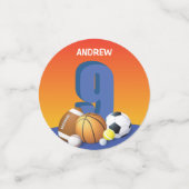 Jongen 9e verjaardag Sportbannalen Confetti (Kleine voorkant)