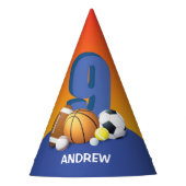 Jongen 9e verjaardag Sportbannalen Feesthoedjes (Voorkant)