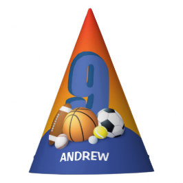 Jongen 9e verjaardag Sportbannalen Feesthoedjes