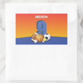 Jongen 9e verjaardag Sportbannalen Rechthoekige Sticker (Tas)