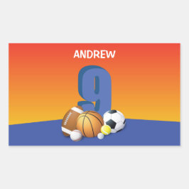 Jongen 9e verjaardag Sportbannalen Rechthoekige Sticker