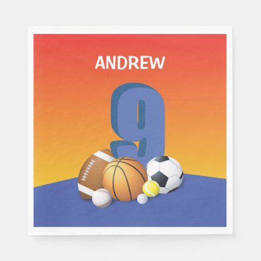 Jongen 9e verjaardag Sportbannalen Servet (Voorkant)