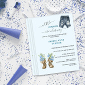 Jongen A Little Cowboy Laarzen Blauwe Bloemige Bab Kaart