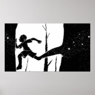 Jongen aan het lopen poster