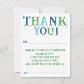 Jongen Aangepast gestreept, Birthday invullen Dank Notitiekaartje (Voorkant)