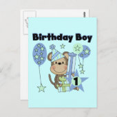 Jongen Aap Met Cadeaus 1e Verjaardag Briefkaart (Voorkant / Achterkant)