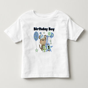 Jongen Aap Met Cadeaus 1e Verjaardag Kinder Shirts