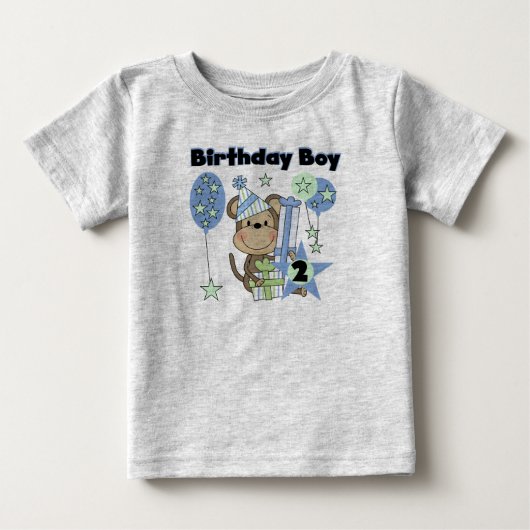 Jongen Aap Met Cadeaus 2e Verjaardag Tshirts (Voorkant)