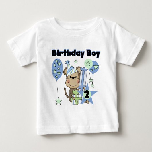 Jongen Aap Met Cadeaus 2e Verjaardag Tshirts (Voorkant)