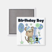 Jongen Aap Met Cadeaus 2e Verjaardag Tshirts Magneet (Voorkant / Achterkant)