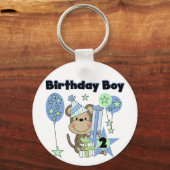 Jongen Aap Met Cadeaus 2e Verjaardag Tshirts Sleutelhanger (Voorkant)