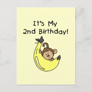 Jongen Aap op Banaan 2e Verjaardag Briefkaart