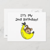 Jongen Aap op Banaan 2e Verjaardag Briefkaart (Voorkant / Achterkant)