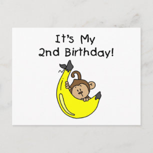 Jongen Aap op Banaan 2e Verjaardag Briefkaart