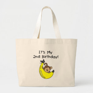 Jongen Aap op Banaan 2e Verjaardag Grote Tote Bag