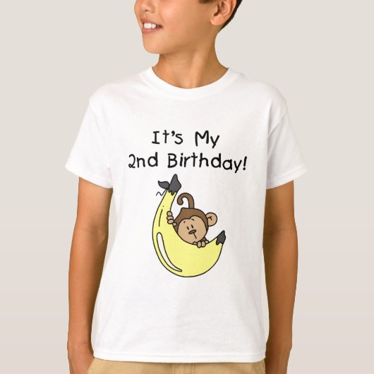 Jongen Aap op Banaan 2e Verjaardag T-shirt (Voorkant)