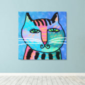  jongen Abstract kat schilderen Canvas Afdruk (Insitu (Houten vloer))