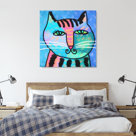  jongen Abstract kat schilderen Canvas Afdruk (Insitu (Slaapkamer))