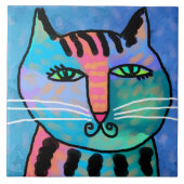 jongen Abstract kat schilderen Tegeltje (Voorkant)