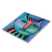  jongen Abstract kat schilderen Tegeltje (Zijkant)