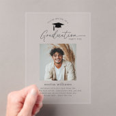 Jongen Afstudeerfeest Foto Acryl Uitnodigingen (Insitu (Draagbaar))