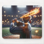 Jongen Afstuderen een vlammende honkbalknuppel Muismat (Voorkant)
